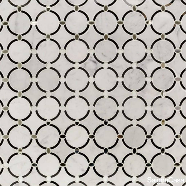 Mosaic Đá Marble W&B Circle